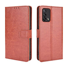 Leather Case Stands Flip Cover Holder BY5 for Oppo F19s Brown
