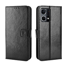 Leather Case Stands Flip Cover Holder BY5 for Oppo F21 Pro 4G Black