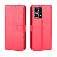 Leather Case Stands Flip Cover Holder BY5 for Oppo F21 Pro 4G Red