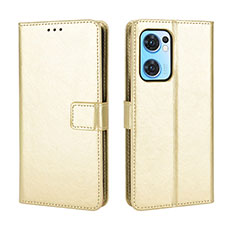 Leather Case Stands Flip Cover Holder BY5 for Oppo Find X5 Lite 5G Gold