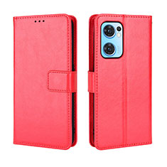 Leather Case Stands Flip Cover Holder BY5 for Oppo Find X5 Lite 5G Red