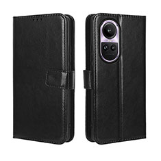 Leather Case Stands Flip Cover Holder BY5 for Oppo Reno10 5G Black