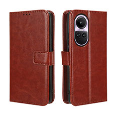 Leather Case Stands Flip Cover Holder BY5 for Oppo Reno10 5G Brown