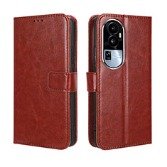 Leather Case Stands Flip Cover Holder BY5 for Oppo Reno10 Pro+ Plus 5G Brown