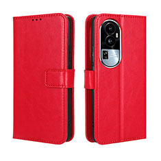 Leather Case Stands Flip Cover Holder BY5 for Oppo Reno10 Pro+ Plus 5G Red