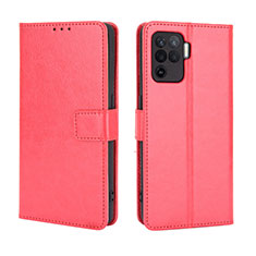 Leather Case Stands Flip Cover Holder BY5 for Oppo Reno5 Lite Red