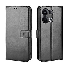 Leather Case Stands Flip Cover Holder BY5 for Oppo Reno8 5G Black