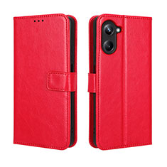 Leather Case Stands Flip Cover Holder BY5 for Realme 10 4G Red