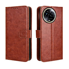 Leather Case Stands Flip Cover Holder BY5 for Realme 11 5G Brown