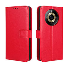 Leather Case Stands Flip Cover Holder BY5 for Realme 11 Pro 5G Red