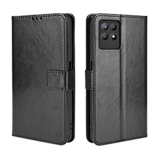 Leather Case Stands Flip Cover Holder BY5 for Realme 8i Black