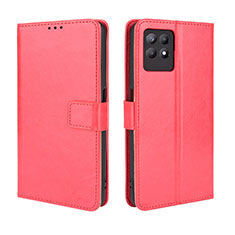 Leather Case Stands Flip Cover Holder BY5 for Realme 8i Red