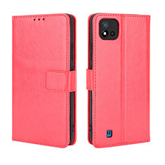 Leather Case Stands Flip Cover Holder BY5 for Realme C11 (2021) Red