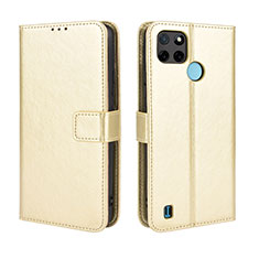 Leather Case Stands Flip Cover Holder BY5 for Realme C21Y Gold