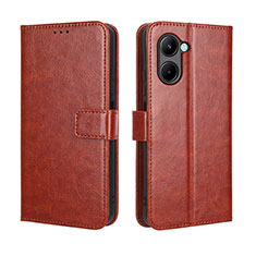 Leather Case Stands Flip Cover Holder BY5 for Realme C33 Brown