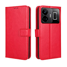 Leather Case Stands Flip Cover Holder BY5 for Realme GT5 5G Red