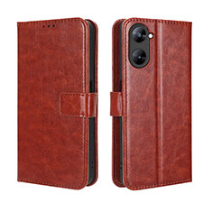 Leather Case Stands Flip Cover Holder BY5 for Realme V30t 5G Brown