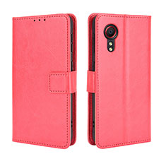 Leather Case Stands Flip Cover Holder BY5 for Samsung Galaxy XCover 5 SM-G525F Red