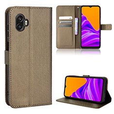 Leather Case Stands Flip Cover Holder BY5 for Samsung Galaxy XCover 6 Pro 5G Brown