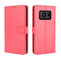 Leather Case Stands Flip Cover Holder BY5 for Sharp Aquos R6 Red