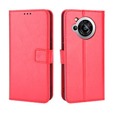 Leather Case Stands Flip Cover Holder BY5 for Sharp Aquos R7 Red