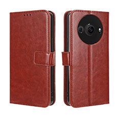 Leather Case Stands Flip Cover Holder BY5 for Sharp Aquos R8s Pro Brown