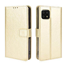 Leather Case Stands Flip Cover Holder BY5 for Sharp Aquos Sense6 Gold