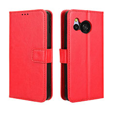 Leather Case Stands Flip Cover Holder BY5 for Sharp Aquos Sense8 Red