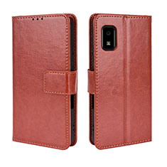 Leather Case Stands Flip Cover Holder BY5 for Sharp Aquos wish Brown