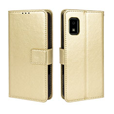 Leather Case Stands Flip Cover Holder BY5 for Sharp Aquos wish2 Gold