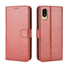 Leather Case Stands Flip Cover Holder BY5 for Sharp Simple Sumaho 6 Brown