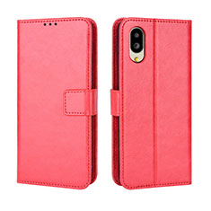 Leather Case Stands Flip Cover Holder BY5 for Sharp Simple Sumaho 6 Red