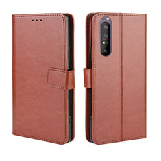 Leather Case Stands Flip Cover Holder BY5 for Sony Xperia 1 II Brown