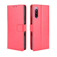 Leather Case Stands Flip Cover Holder BY5 for Sony Xperia 10 III SO-52B Red