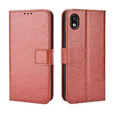 Leather Case Stands Flip Cover Holder BY5 for Sony Xperia Ace III Brown