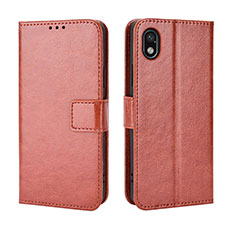Leather Case Stands Flip Cover Holder BY5 for Sony Xperia Ace III SOG08 Brown