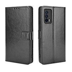 Leather Case Stands Flip Cover Holder BY5 for Vivo iQOO 7 India 5G Black