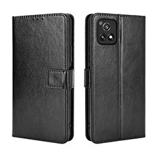 Leather Case Stands Flip Cover Holder BY5 for Vivo iQOO U3 5G Black