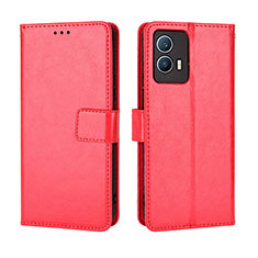 Leather Case Stands Flip Cover Holder BY5 for Vivo iQOO U5 5G Red