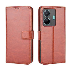 Leather Case Stands Flip Cover Holder BY5 for Vivo T1 5G Brown