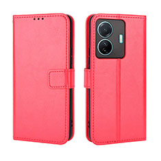 Leather Case Stands Flip Cover Holder BY5 for Vivo T1 5G Red