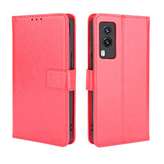 Leather Case Stands Flip Cover Holder BY5 for Vivo V21e 5G Red