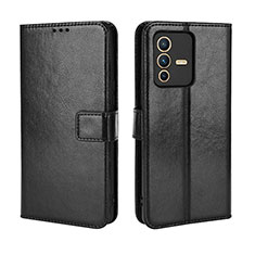 Leather Case Stands Flip Cover Holder BY5 for Vivo V23 5G Black