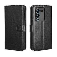 Leather Case Stands Flip Cover Holder BY5 for Vivo V25 Pro 5G Black