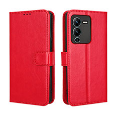 Leather Case Stands Flip Cover Holder BY5 for Vivo V25 Pro 5G Red