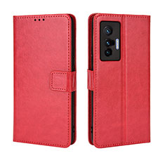 Leather Case Stands Flip Cover Holder BY5 for Vivo X70 5G Red