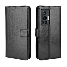 Leather Case Stands Flip Cover Holder BY5 for Vivo X70 Pro 5G Black