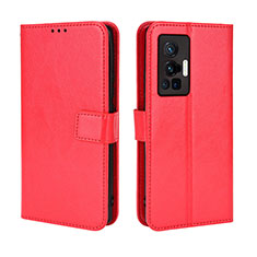Leather Case Stands Flip Cover Holder BY5 for Vivo X70 Pro 5G Red