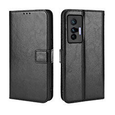 Leather Case Stands Flip Cover Holder BY5 for Vivo X70t Black