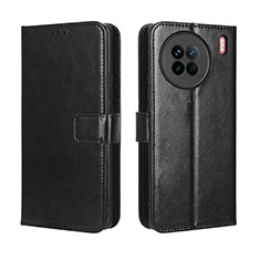 Leather Case Stands Flip Cover Holder BY5 for Vivo X90 5G Black